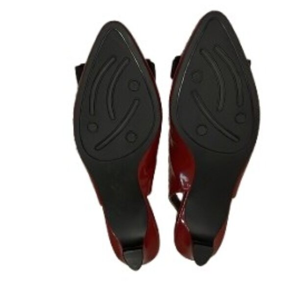 Naturalizer Dark Red Burgundy Sling Back Kitten Heels With Black Bow NWOT - Picture 4 of 4